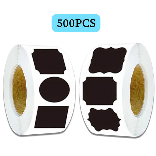500PCS Creative Black Label Stickers Waterproof Irregular Phone Cases Book Storage Name Stickers