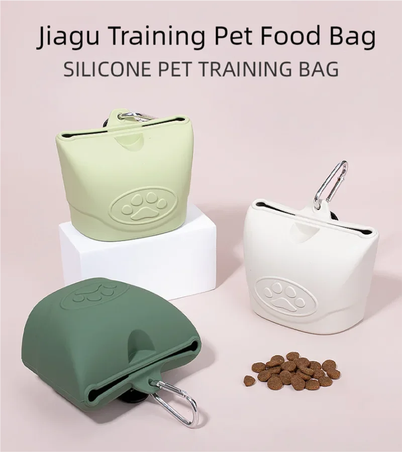 Silicone pet feeding bag, pet supplies, silicone dog food bag, silicone bag manufacturer, portable outdoor dog training bag