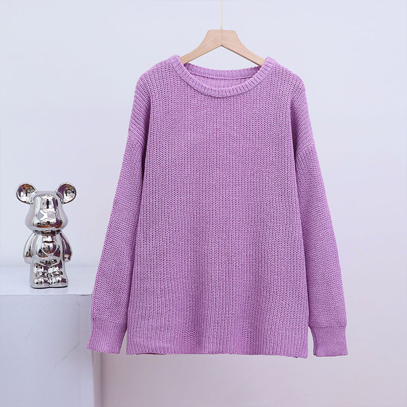 Women O-neck Long Sleeve Knitted Sweaters Autumn Winter Loose Knit Pullovers Lazy Style Oversized Sweaters Christmas Clothes