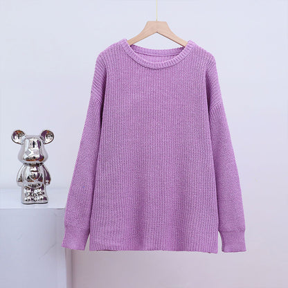 Women O-neck Long Sleeve Knitted Sweaters Autumn Winter Loose Knit Pullovers Lazy Style Oversized Sweaters Christmas Clothes
