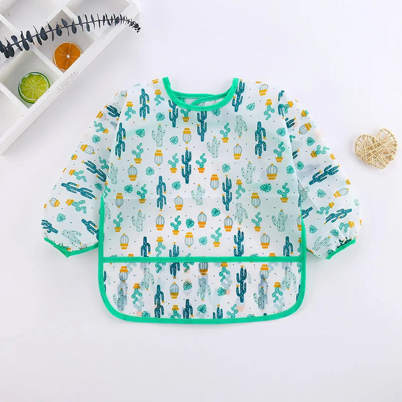 Baby Bibs New Cute Children Baby Stuff Toddler Waterproof Long Sleeve Art Smock Feeding Bib Apron for Kids 0-6 Years