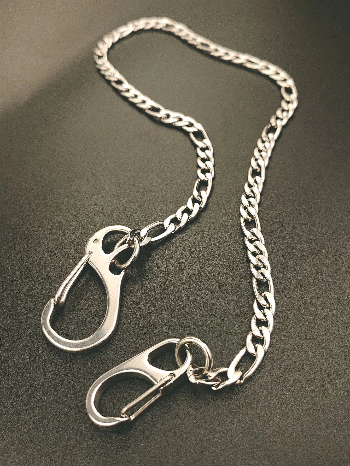 21 inch long Figaro 3:1 chain necklace choker jean trouses chain street dance decor stainless steel carabiners