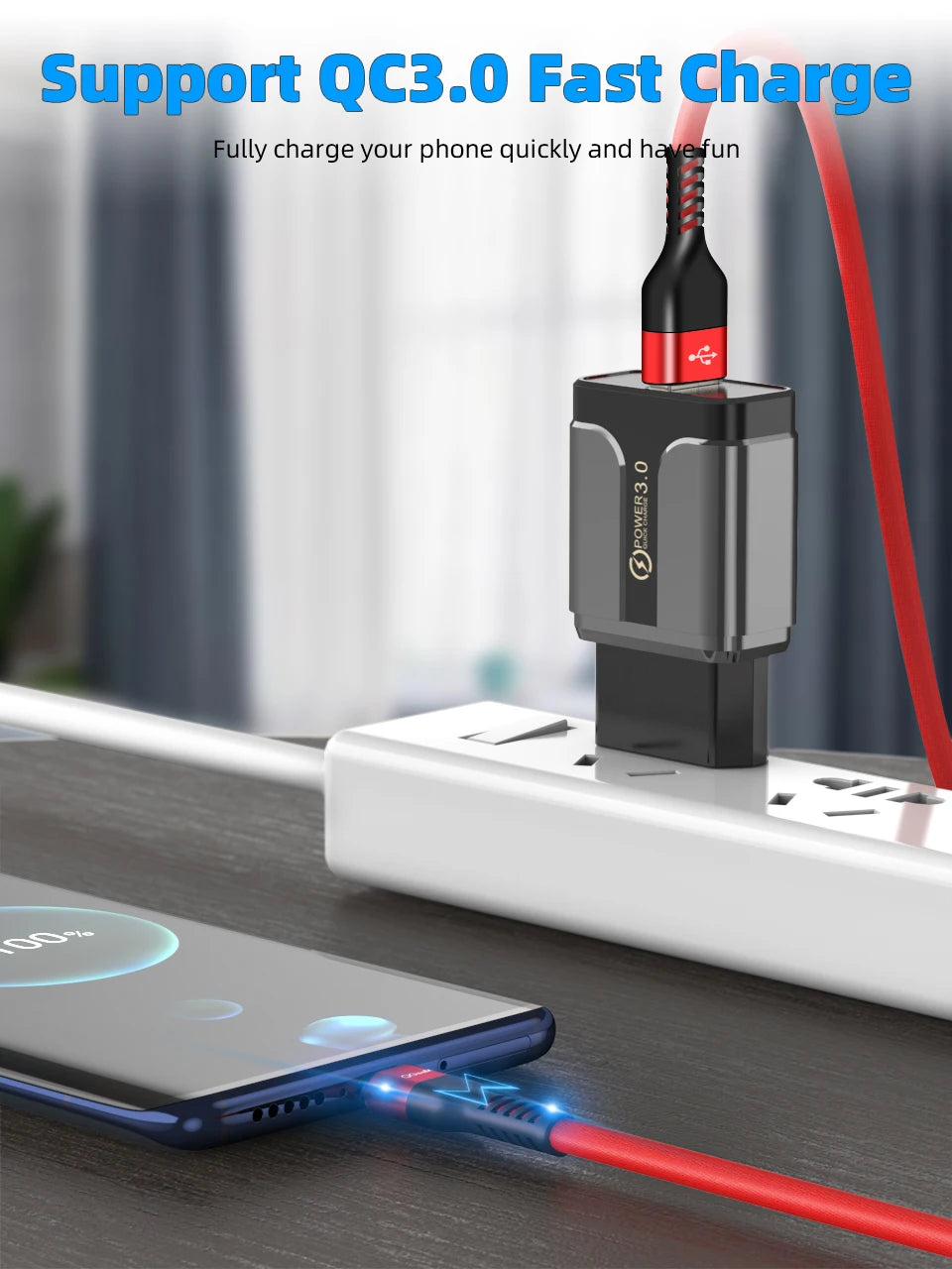 QGeeM 3A USB C Cable USB Type C Cable for Xiaomi OPPO Realme Poco Oneplus Redmi Phone Charger Fast Charge Charger Type C Cable