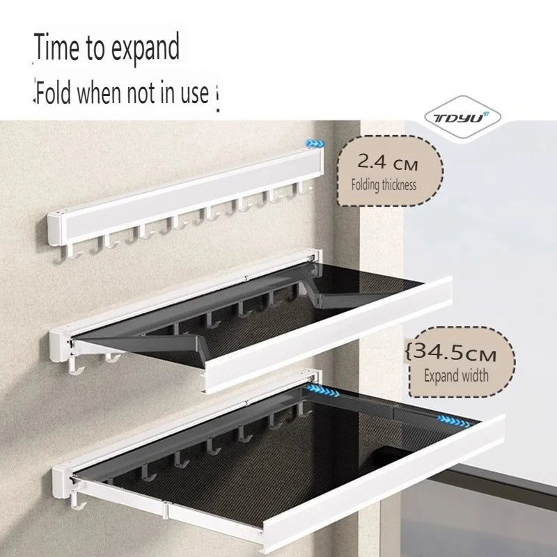 Balcony Drying Racks Retractable Drying Net Foldable Multifunctional Stainless Steel Sock Wall Shelf Bathroom Portable Organizer