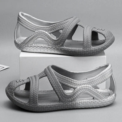 Sandalias Hombre Verano Sandals Men's New Summer Non-Slip Anti-Odor Hollow Breathable Outdoor Casual Flat Beach Shoes