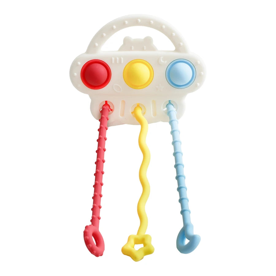 Baby Silicone Teether Toy Food Grade Silicone Pull String Training Teething Sensory Toys for Newborn Relieve Dentia Chew Toys
