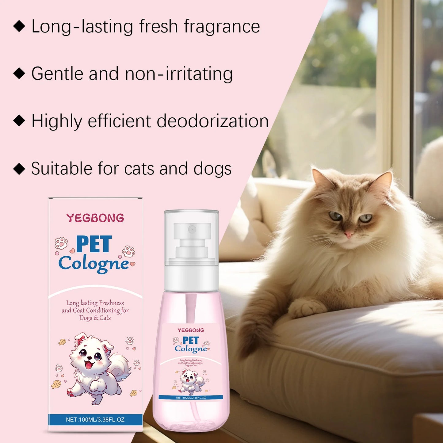 Deodorizing Dog Spray Odor Removal Natural Deodorizer Long Lasting Cologne Fragrance for Dogs Cats Odor Control Cleaning Product