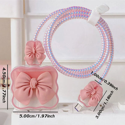 3D Bow Charger Cable Protector Cover For iPhone 20W 18W Charger Protector Storage Bag Case Cover Management Wire Cord Organizers