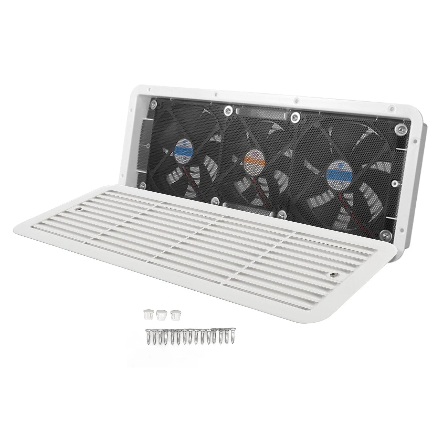 Rv Refrigerator Cooling Fan Three Fans Quiet Wide Application 12V Rv Fridge Fan with Protecting Net for  Motorhome Yacht