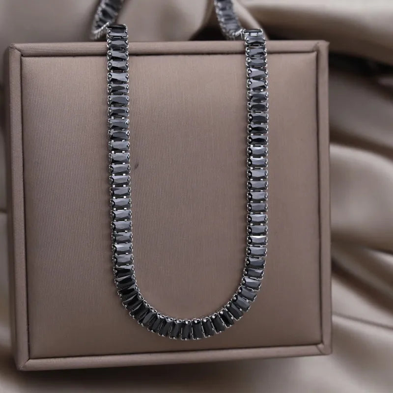 Korean hot selling fashion jewelry, copper inlaid zircon, luxury shiny necklace sexy ladies party necklace