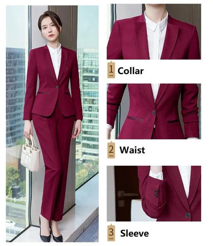 Ladies Office Work Wear Blazers Formal OL Styles Business Suits Pants and Jackets Coat Spring Autumn Professional Career Set
