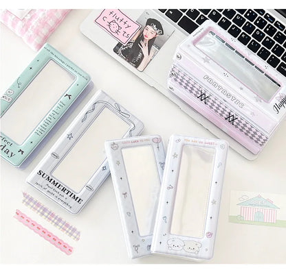 Kawaii Slim Cards Photocard Album 4grid Cards Collect Book Decoration Stickers Storage Stationary