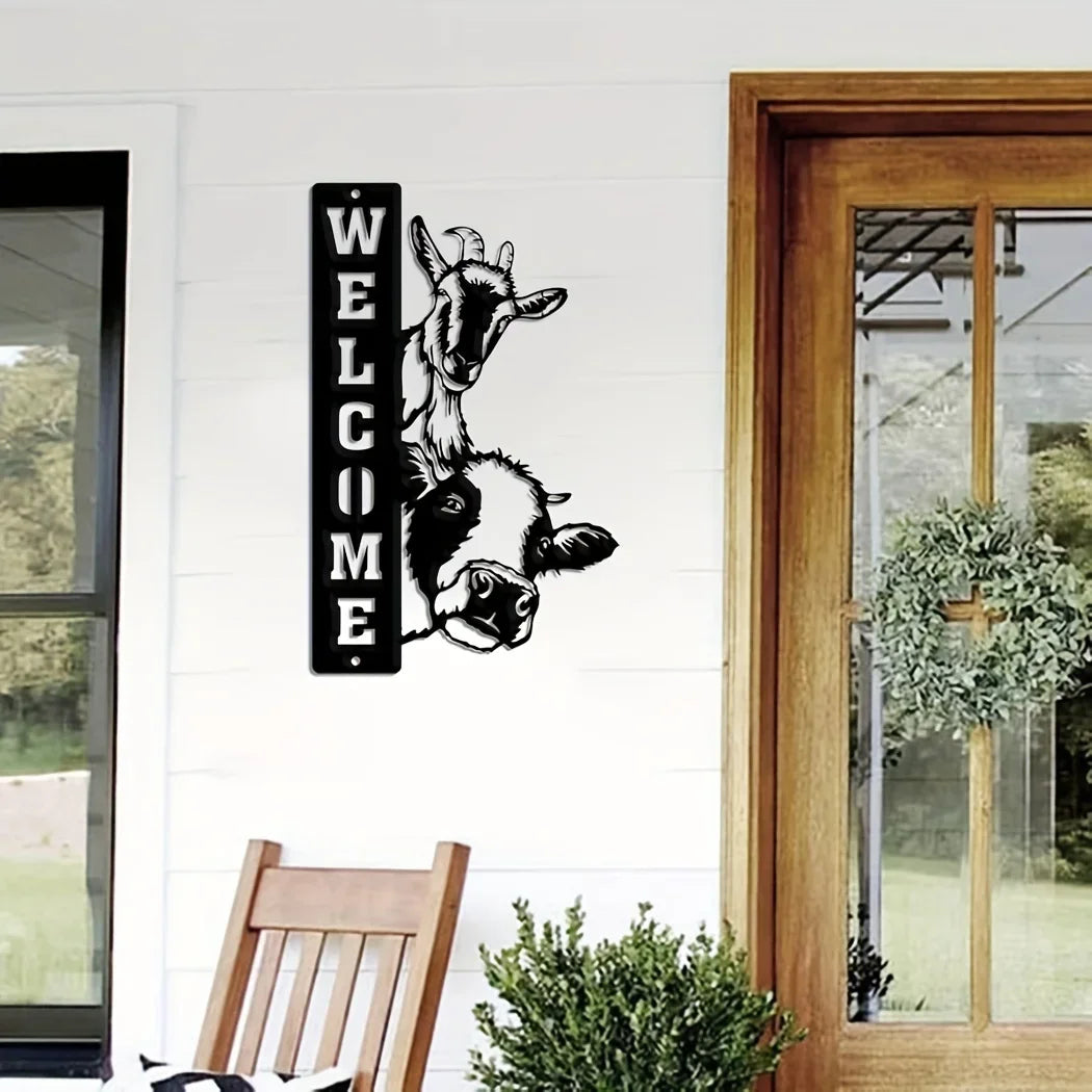 HelloYoung Decorative Signs Plaques,Farm House Sign, Cow Sheep Sign, Welcome Farm Sign ,Farm Wall Art Barn Decor, Ranch Decor