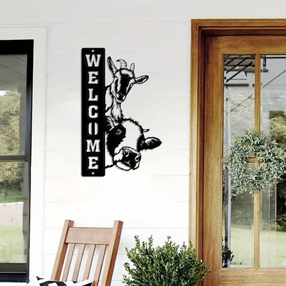 HelloYoung Decorative Signs Plaques,Farm House Sign, Cow Sheep Sign, Welcome Farm Sign ,Farm Wall Art Barn Decor, Ranch Decor