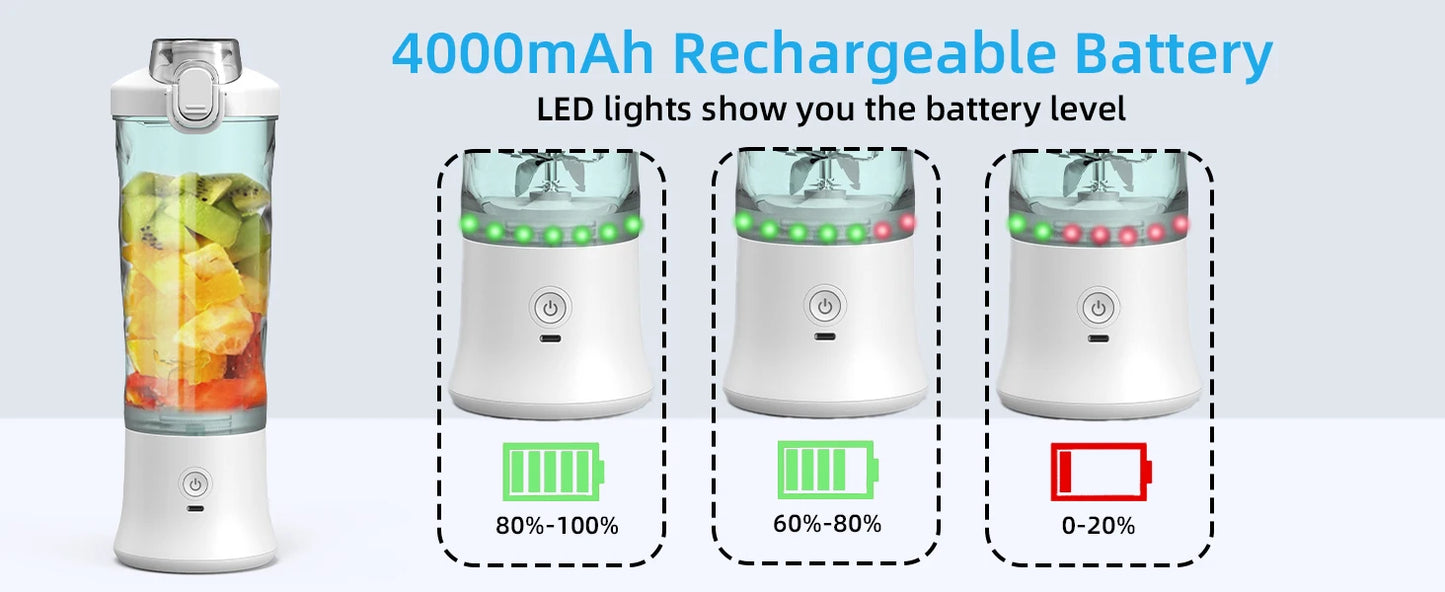 Powerful 20 oz Personal Portable Blender BPA Free USB C Rechargeable Blender with Travel Lid for Shakes Smoothies Home Travel