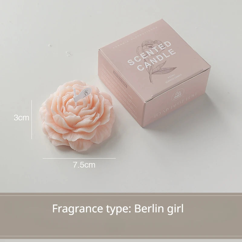 Peony Scented Candles, Handmade DIY Mini Floral Candles for Valentine's Day Gifts