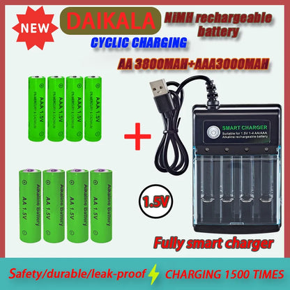 Original Rechargeable Battery 1.5V AA9800mAh+AAA8800mAh+Charger for Computer Clock Radio Video Game Digital Camera AA AAAbattery