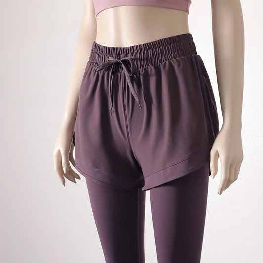 Yoga Pants Leggings Two-piece Skirt Style Quick-drying Workout Yoga Pants Women Pockets Sport Trousers Leggings