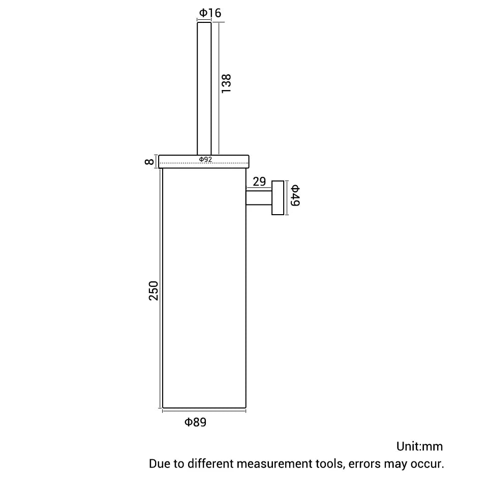 Black Stainless Steel Square Wall-mounted Bathroom Accessories Toilet Brush