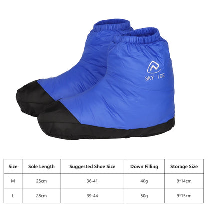 Waterproof Warm Down Slipper Boots Lightweight Duck Down lining Down Socks Stuffed Booties Down Feet Covers