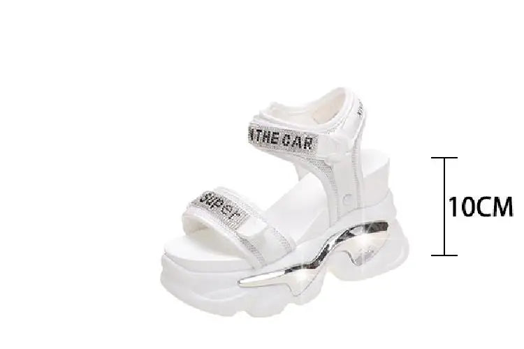 10CM Chunky Platform Sandals Women New Summer Bling High Heels Sandals Woman Beach Casual Slides Thick Sole Sandalias Mujer