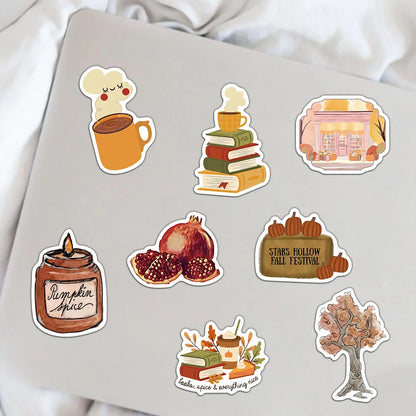 50PCS Creative Fall Illustration Stickers Laptop Handbooks Phone Cases iPad Cup Stickers