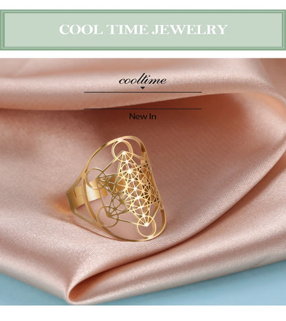 Cooltime Archangel Metatron Rings Cube Stainless Steel for Women Men Salomon Jewelry Secret Geometry Finger Accessories Amulet