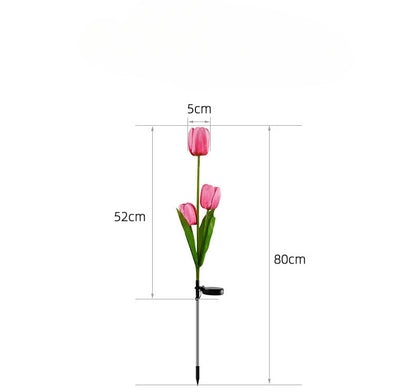 3 Heads Solar Lights Outdoor Decorative Solar Garden Lights tulips Flower Lawn Lamp for Yard Patio Garden Decor