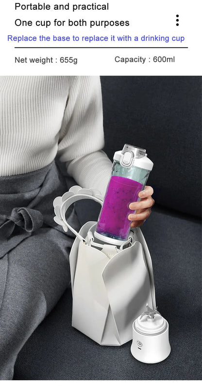 Portable Blender Juicer Multifunctional Usb Charging 600ml Electric Juicer Machine Fresh Fruit Juice Blender Smoothie Cup Bottle