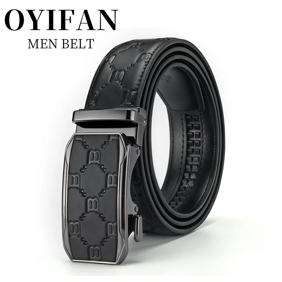 Luxury Men's Belt Genuine Leather Belt Men Adjustable Automatic Belt, Men's Business Belt Fashion Designer Belt for Men
