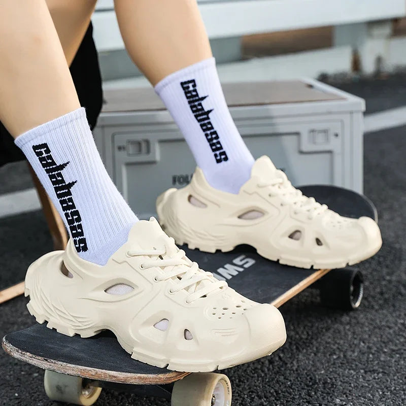 Sandalias Hombre Verano Sandals Men's New Summer Non-Slip Anti-Odor Hollow Breathable Outdoor Casual Flat Beach Shoes