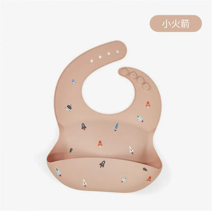 Baby Silicone Bib Super Soft Baby Bib Diet Artifact Complementary Food Thin Children Waterproof Clothing Danish Rice Bag