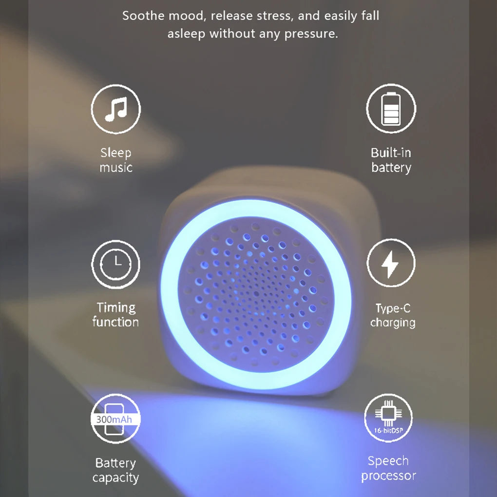 Mini White Noise Sound Machine Sleep Soother With 26 Soothing Sounds Breathing with RGB Light For Baby Adult Travel