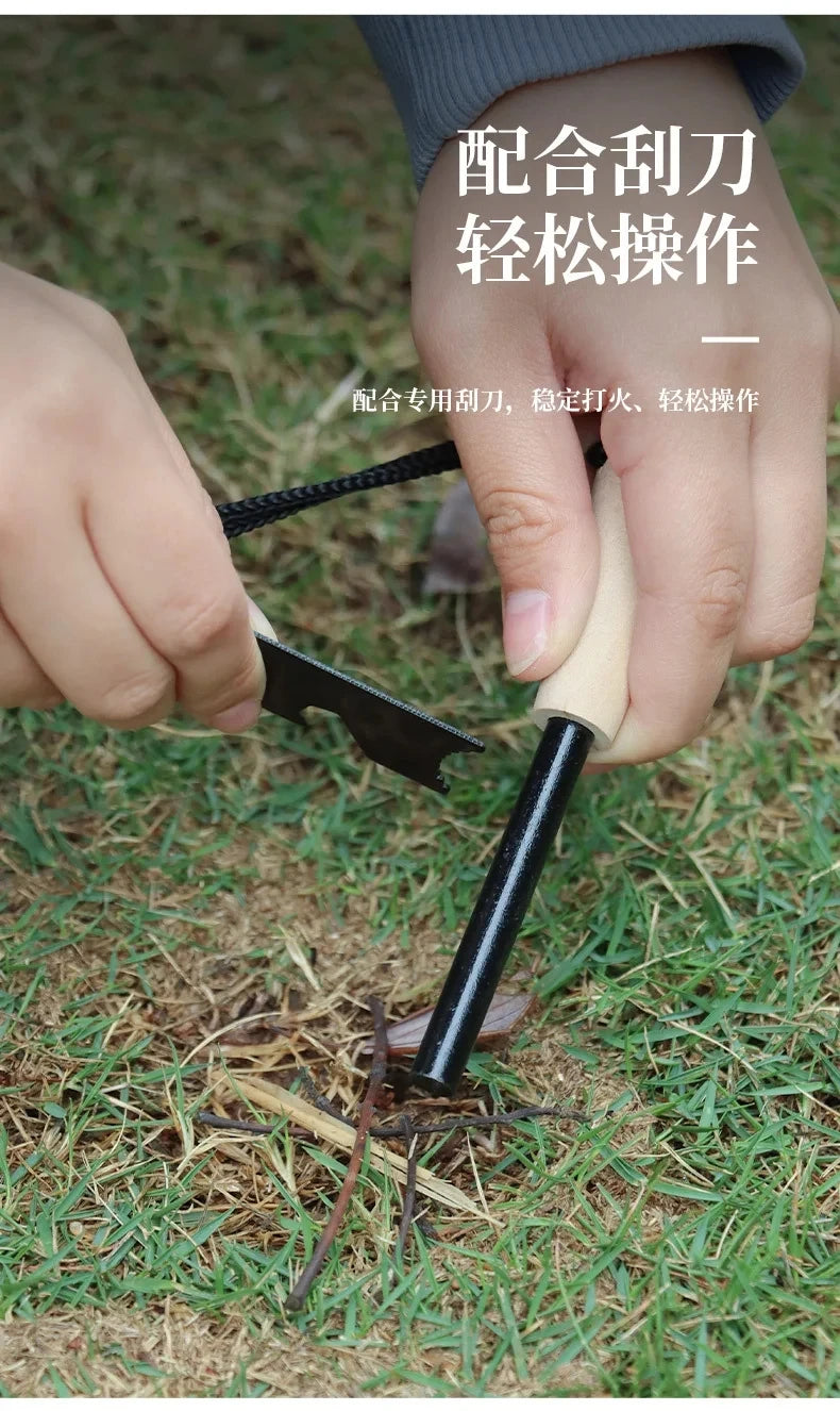 Outdoor flint camping equipment, wilderness survival tools, firearms, round wooden handles, torches, cigarette accessories tool