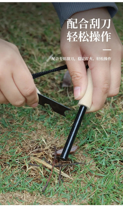 Outdoor flint camping equipment, wilderness survival tools, firearms, round wooden handles, torches, cigarette accessories tool