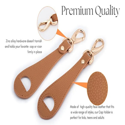 Travel Hat Clip Leather Simple Golf Baseball Hat Clip Summer Hat Strap Towel Glove Storage Wallet Buckle Hands-free Latch Clip