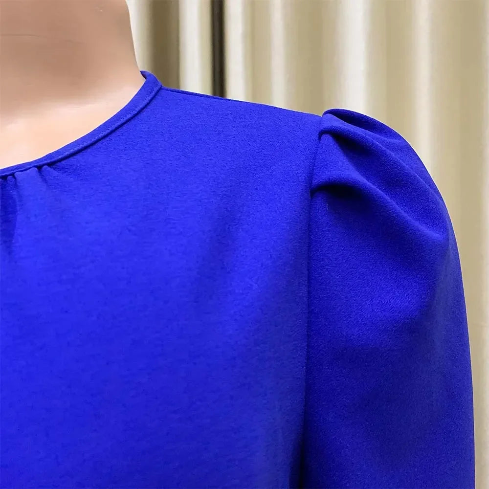Elegant Office Dresses Pleated Woman 2025 New O Neck Short Sleeve Mid Calf Formal Business Work Wear Dress Midi Vestidos Mujer