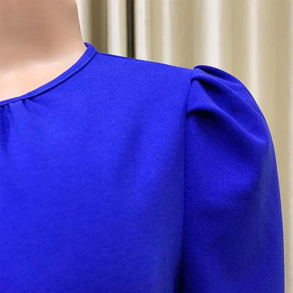 Elegant Office Dresses Pleated Woman 2025 New O Neck Short Sleeve Mid Calf Formal Business Work Wear Dress Midi Vestidos Mujer