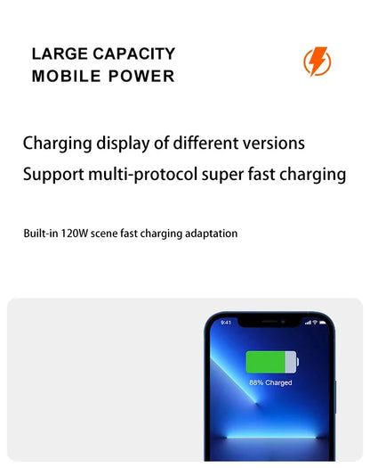 New 120W Super Fast Charging Power Bank With LED Digital Display 200000mAh Large Capacity External Battery Portable For phones