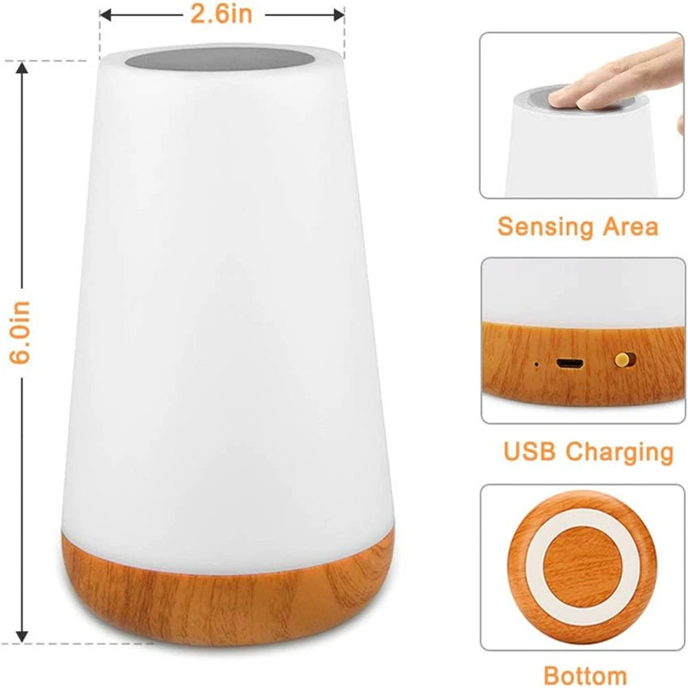 13 Color Changing Night Light RGB Remote Control Touch Dimmable Lamp Portable Table Bedside Lamps USB Rechargeable Night Lamp