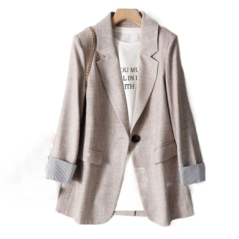 Office Lady Casual Blazers For Women 2024 Autumn Fashion Single Button Long Sleeve Outerwears New In Coats & Jackets Elegant