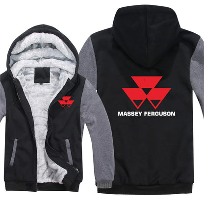 Massey Ferguson Hoodies Mens Zipper Coat Fleece Thicken Agriculture Farm Tractors Sweatshirt Mans Clothing