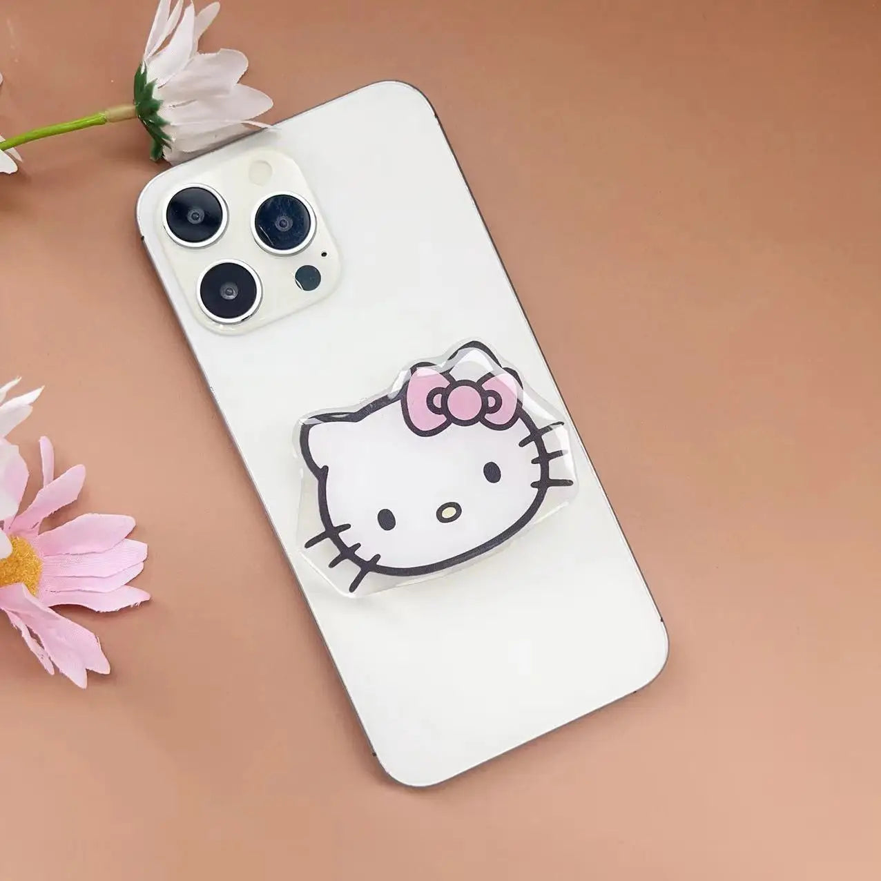 Sanrio Hello Kitty Phone Socket Holder Kawaii Anime Finger Grip Bracket For Iphones Desktop Holder Back Sticker Gift