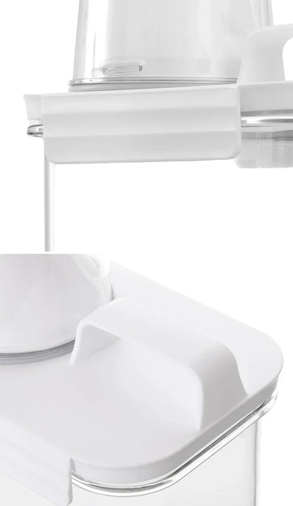 Detergent Dispenser Refillable Laundry Detergent Dispenser Empty Powder Tank Softener Bleach Storage Container with Scale