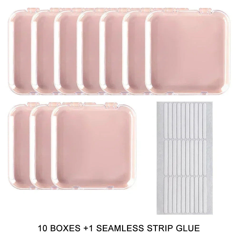 10PCS Press-On Nail Storage Acrylic Boxes with Adhesive Sheets Transparent Clear Nail Boxes Jewelry Storage Tool&Accessories