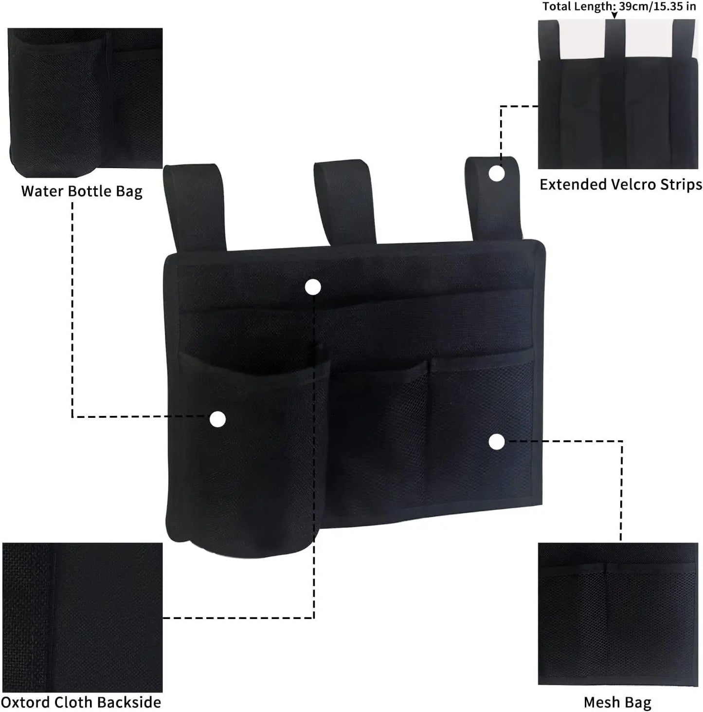 Bedside Caddy Storage Bag Multi Pockets Hanging Bag Bed Accessories Organizer Gadget Oxford Cloth for Dorm Bunk Hospital Book