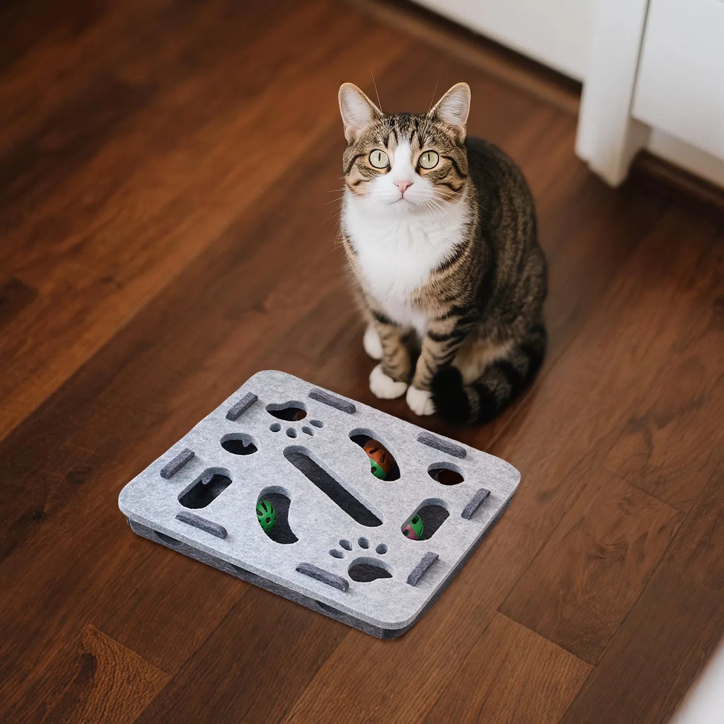 Interactive Educational Toys For Indoor Cat Tease Box Cat Puzzle Toy Felt Puzzle Box Sports Entertainment Hunting Cat Toys