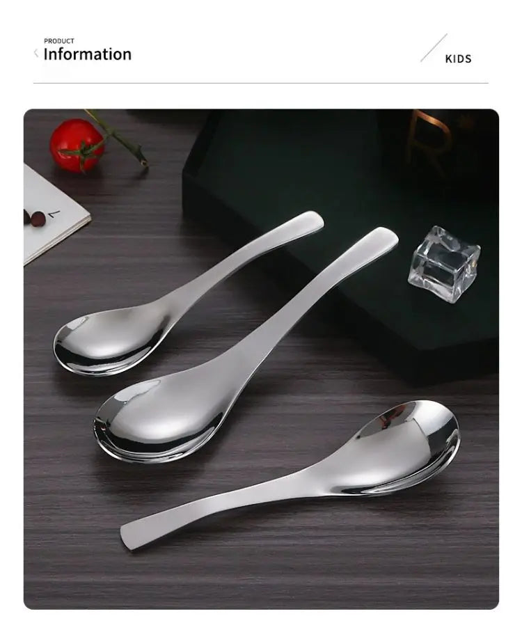 5pcs Stainless Steel Spoon Spoon Household Creative Stainless Steel Tablespoon Soup Spoon Small Spoon Spoon Children Dinner