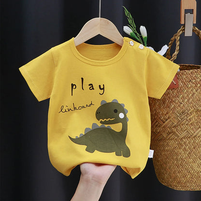 Baby Cotton T-shirts Cute Kids Print T Shirt Boys Girls Children Summer Short Sleeve Tops Infant Clothing