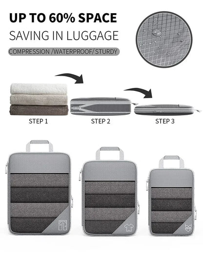 Expandable Compression Packing Cubes for Suitcases,6 Set Lightweight Travel Packing Organizer for Travel Carry on Suitcase Bags